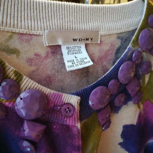 WD NY Embellished cardigan  with purple stones - Picture 9 of 9